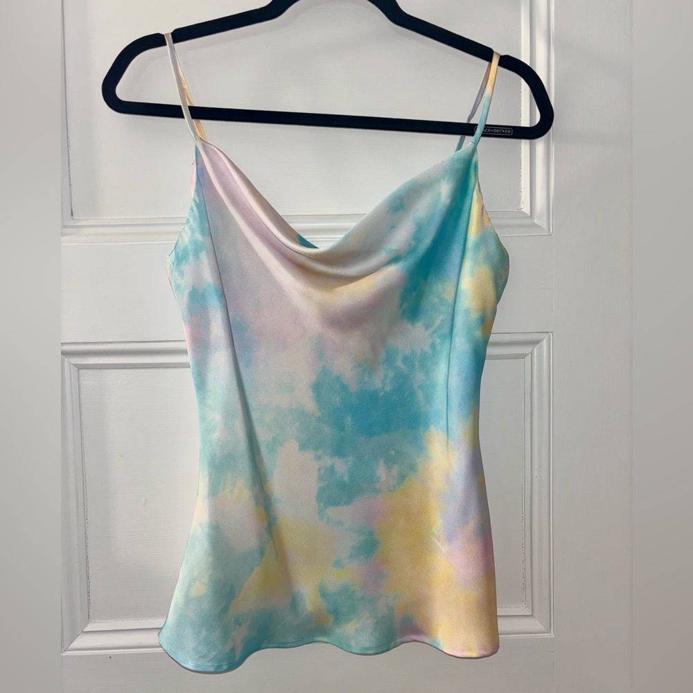 NWT | Zara Silky Blue & Yellow Tank Top